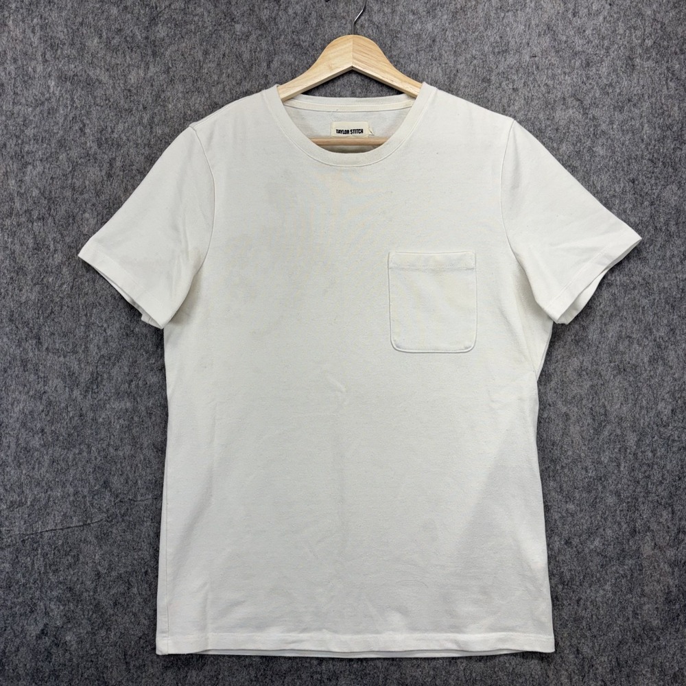 Taylor Stitch T-Shirt Men's Small White Chest Pocket Short Sleeve Slub Cotton